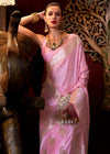 Puce Pink Banarasi Woven Satin Silk Saree