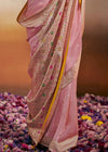 Puce Pink Woven Soft Silk Banarasi Saree With Designer Blouse