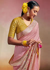 Puce Pink Woven Soft Silk Banarasi Saree With Designer Blouse