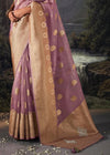 Puce Purple Woven Banarasi Organza Silk Saree