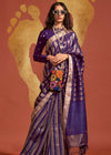 Purple And Gold Woven Banarasi Handloom Soft Silk Saree