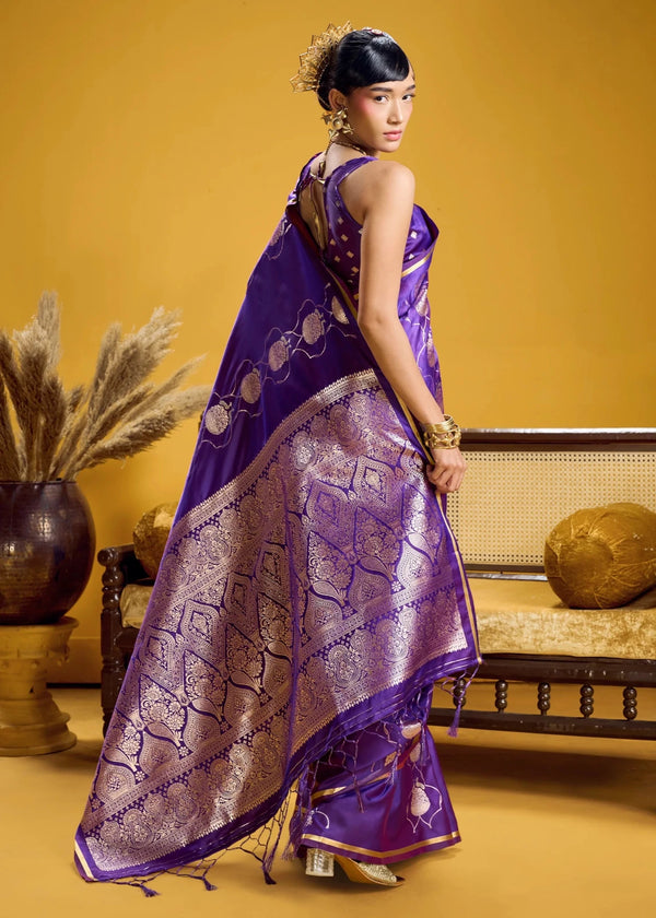 Purple Banarasi Satin Silk Saree