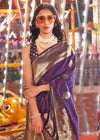 Purple Banarasi Soft Silk Saree