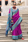 Purple Banarasi Soft Silk Saree