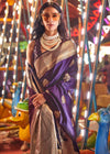 Purple Banarasi Soft Silk Saree