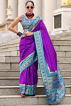 Purple Banarasi Soft Silk Saree