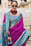 Purple Banarasi Soft Silk Saree