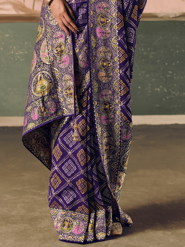 Purple Bandhani Patola Silk Saree