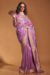 Purple Handloom Satin Silk Saree