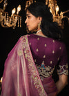 Purple Heavy Embroidery Designer Silk Saree