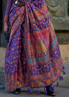 Purple Kashmiri Jamawar Organza Silk Saree