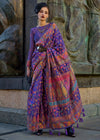 Purple Kashmiri Jamawar Organza Silk Saree