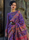 Purple Kashmiri Jamawar Organza Silk Saree