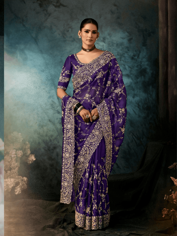 Purple Organza Silk Saree