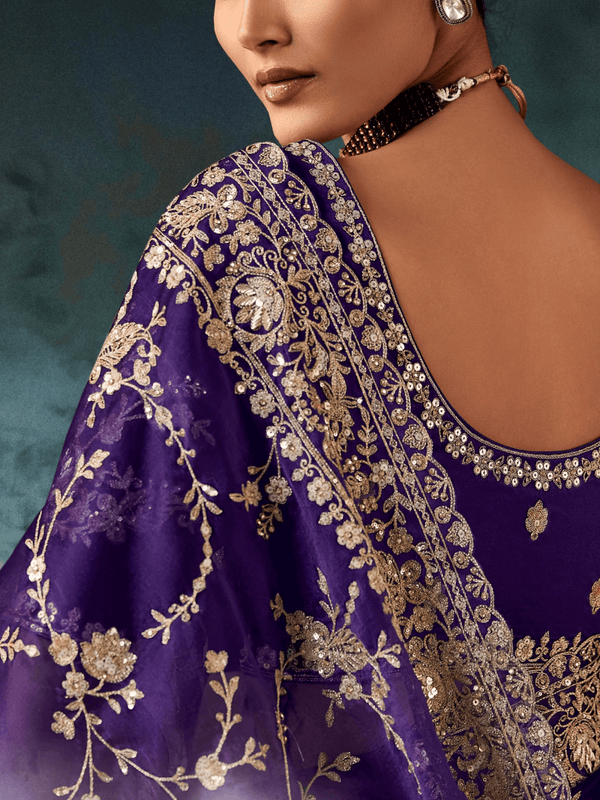 Purple Organza Silk Saree