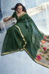 Forest Green Paithani Cotton Silk Saree