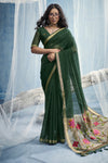Forest Green Paithani Cotton Silk Saree