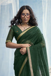 Forest Green Paithani Cotton Silk Saree