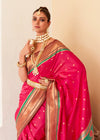 Rani Crimson Pink Paithani Soft Silk Saree