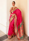 Rani Crimson Pink Paithani Soft Silk Saree