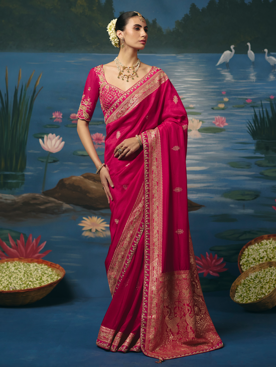 Rani Pink Banarasi Dola Silk Saree