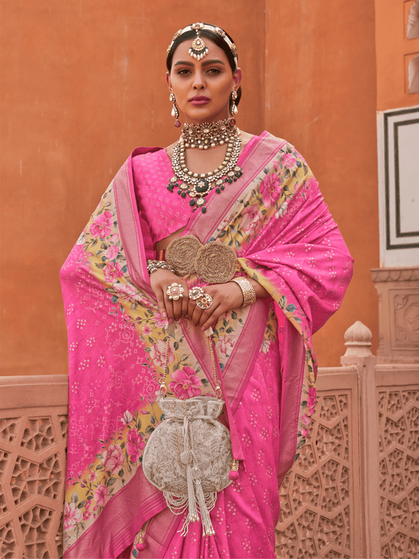 Rani Pink Banarasi Dola Silk Saree