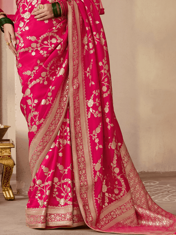 Rani Pink Banarasi Dola Silk Saree