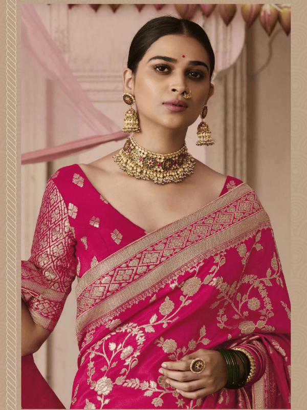 Rani Pink Banarasi Dola Silk Saree