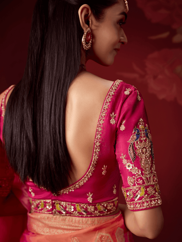 Rani Pink Banarasi Dola Silk Saree