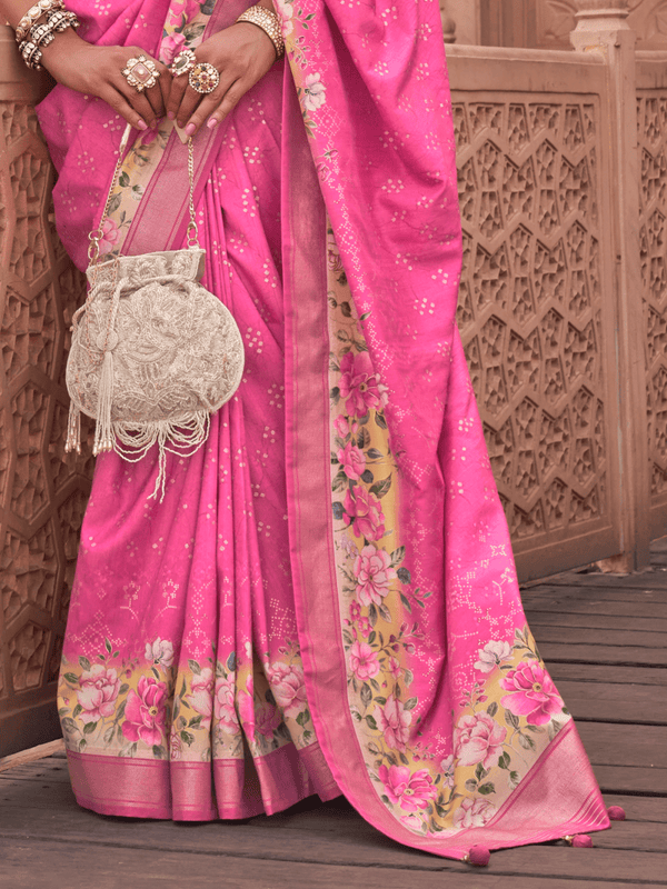 Rani Pink Banarasi Dola Silk Saree