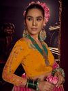 Rani Pink Banarasi Dola Silk Saree With Contrast Blouse