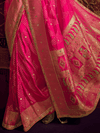 Rani Pink Banarasi Dola Silk Saree With Contrast Blouse