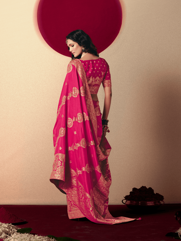 Rani Pink Banarasi Silk Saree