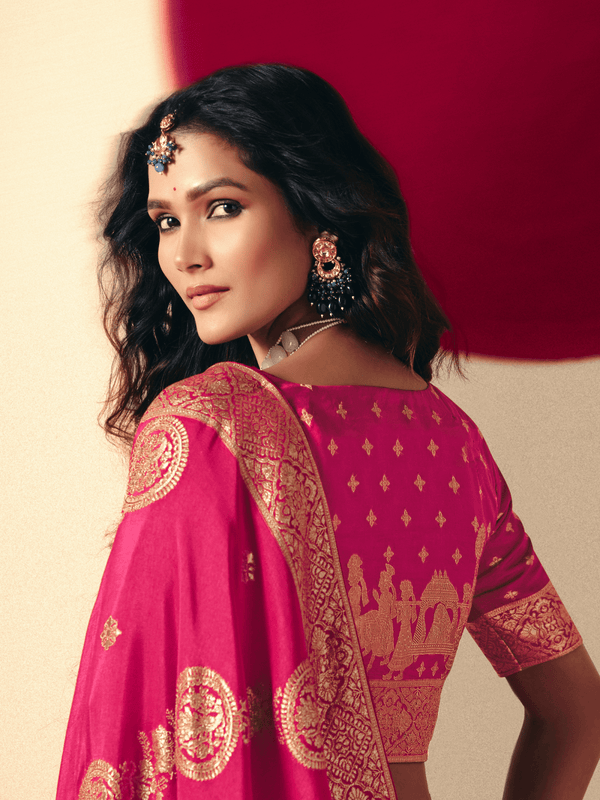 Rani Pink Banarasi Silk Saree
