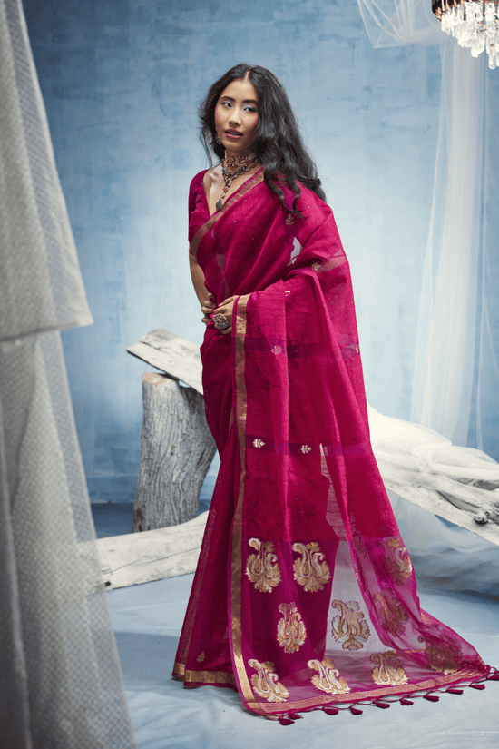 Rani Pink Banarasi Silk Saree