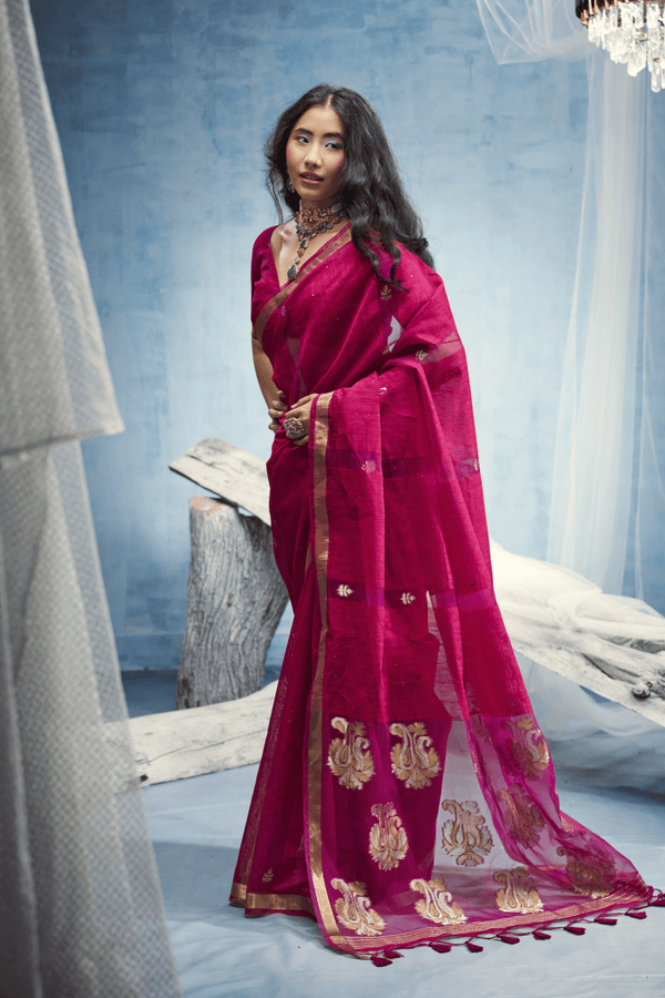 Rani Pink Banarasi Silk Saree
