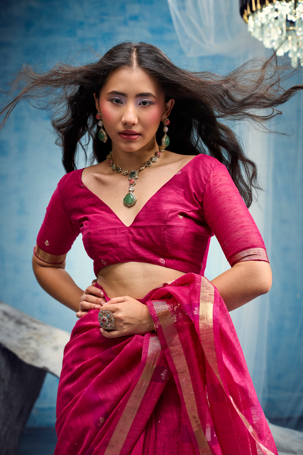 Rani Pink Banarasi Silk Saree