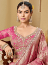 Rani Pink Banarasi Tissue Silk Saree