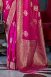 Rani Pink Banarasi Woven Satin Silk Saree