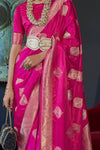 Rani Pink Banarasi Woven Satin Silk Saree