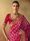 Rani Pink Bandhani Banarasi Georgette Saree, pallu and blouse