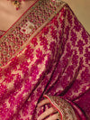 Rani Pink Bandhani Banarasi Georgette Saree, fabric close-up