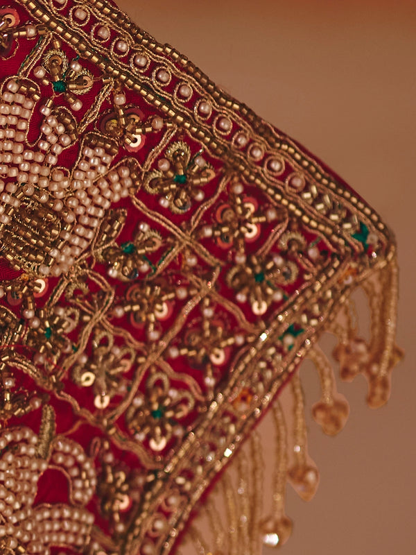 Rani Pink Bandhani Banarasi Georgette Saree, weave and work detail