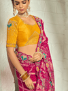Rani Pink Bandhani Banarasi Georgette Saree With Contrast Blouse