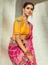 Rani Pink Bandhani Banarasi Georgette Saree With Contrast Blouse