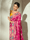 Rani Pink Bandhani Banarasi Georgette Saree With Contrast Blouse