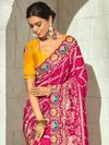 Rani Pink Bandhani Banarasi Georgette Saree With Contrast Blouse