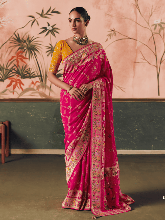 Rani Pink Bandhani Patola Silk Saree