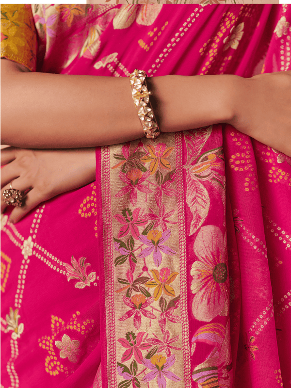 Rani Pink Bandhani Patola Silk Saree