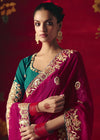 Rani Pink Designer Silk Saree with Contrast Blouse